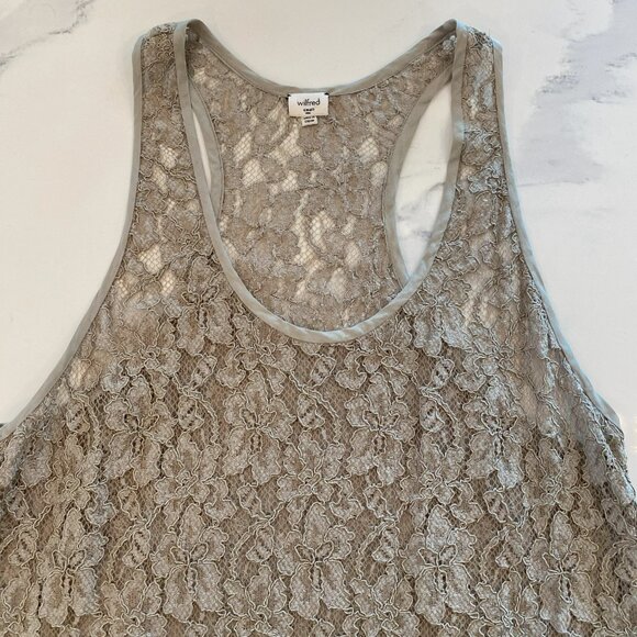 Aritizia Wilfred - Lace Textured, Sage/Grey, Racerback, Sleeveleess Tank, Size S - Picture 3 of 7